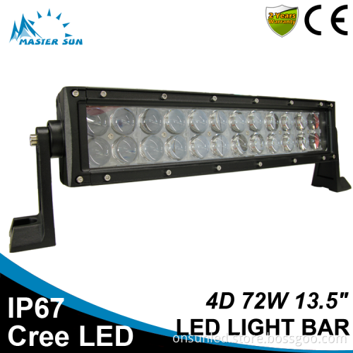 Waterproof 4D 13.5inch 72w led tractor work light car led light bar off road led light bar